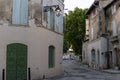 View on old streets and houses in ancient french town Arles, touristic destination with Roman ruines, Bouches-du-Rhone, France Royalty Free Stock Photo