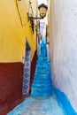 View of the old streets of Tetouan Medina quarter in Northern Morocco. A medina is typically walled, with many narrow and maze- Royalty Free Stock Photo