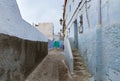 View of the old streets of Tetouan Medina quarter in Northern Morocco. A medina is typically walled, with many narrow and maze- Royalty Free Stock Photo