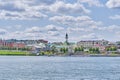 View of the Old Tatar Sloboda and the embankment from the Nizhny Kaban Lake, Kazan, Russia.