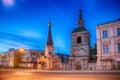 View of the old temple in the night Russian city of Smolensk