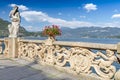 View of old terrace in the park of villa Balbianello, Como lake, Italy. Royalty Free Stock Photo