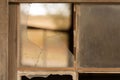 Old timber window frames with broken glass Royalty Free Stock Photo