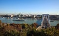 View of old tourist city bridges street building in daytime, Budapest, Hungary, Europe Royalty Free Stock Photo