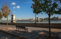 View of old tourist city bridges street building in daytime, Budapest, Hungary, Europe Royalty Free Stock Photo