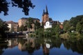 View of old town of Altenburg, Germany, with two Rote Spitze (Red Spire) buildings Royalty Free Stock Photo