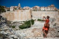 View the Old Town of Bonifacio, the limestone cliff, South Coast of Corsica Island Royalty Free Stock Photo