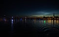 View of the old town and the bridge, Riga, Latvia, night photography Royalty Free Stock Photo