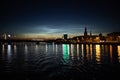 View of the old town and the bridge, Riga, Latvia, night photography