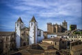 View of the old town of Caceres, Spain, from the bell tower of the co-cathedral Royalty Free Stock Photo