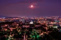 View at Old Town Citta Alta of Bergamo from San Vigilio Hill. Royalty Free Stock Photo