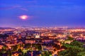 View at Old Town Citta Alta of Bergamo from San Vigilio Hill. Royalty Free Stock Photo