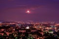 View at Old Town Citta Alta of Bergamo from San Vigilio Hill. Royalty Free Stock Photo