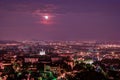 View at Old Town Citta Alta of Bergamo from San Vigilio Hill. Royalty Free Stock Photo