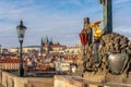 View of old town and famous St. Vitus Cathedral from the Charles Bridge in Prague, Czech Republic Royalty Free Stock Photo
