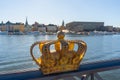 View of the old town gamla stan. Stockholm capital of Sweden. Panorama with crown. Royalty Free Stock Photo