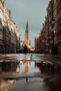 View of old town of Gdansk GdaÃâsk in Poland Polska after rain, water reflection