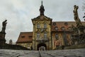 View on old Town Hall Altes Rathaus on island from bridge over the Regnitz River, Bamberg, Bavaria, Germany Royalty Free Stock Photo