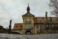 View on old Town Hall Altes Rathaus on island from bridge over the Regnitz River, Bamberg, Bavaria, Germany Royalty Free Stock Photo