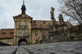 View on old Town Hall Altes Rathaus on island from bridge over the Regnitz River, Bamberg, Bavaria, Germany Royalty Free Stock Photo