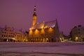 View of the old town hall on a lilac March morning. Tallinn