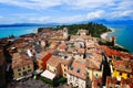 View of Old Town and the headland of Sirmione Lake Garda. Italy, Europe