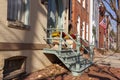 View of the old town historic district of Alexandria, Virginia with vintage 19th century brick townhouses. Royalty Free Stock Photo