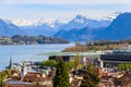 View of the old town of Lucerne (Luzern) city and Lake Lucerne in Switzerland Royalty Free Stock Photo