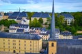 View of the old town of Luxembourg City, Luxembourg, with St. John Church church of St. John or St. Jean du Grund in the