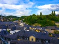 View of the old town of Luxembourg City, Luxembourg, with St. John Church church of St. John or St. Jean du Grund in one side Royalty Free Stock Photo