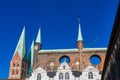 View of the Old Town pier architecture in Lubeck  Germany Royalty Free Stock Photo