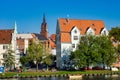 View of the Old Town pier architecture in Lubeck Germany