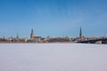 A view of Riga`s Old Town from the Daugava River Royalty Free Stock Photo