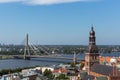 View of Old Town and river Daugava from Saint Peter church, Riga, Latvia Royalty Free Stock Photo