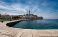 View of the old town of Rovinj from the city promenade. The beauty of old Croatia