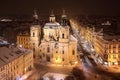 View of Old Town`s Square in Prague in winter time Royalty Free Stock Photo