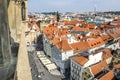 View of the old town square and the panorama of the city from the height of the town Hall in Prague Royalty Free Stock Photo