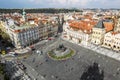 View of the old town square and the panorama of the city from the height of the town Hall in Prague Royalty Free Stock Photo