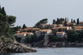 View on the old town on the Sveti Stefan Island in Montenegro. B