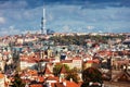 View of old town with a television tower, Prague Royalty Free Stock Photo