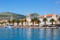 View of the old town of Trogir at the Mediterranean Sea vacation in Croatia Royalty Free Stock Photo