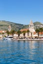 View of the old town of Trogir at the Mediterranean Sea vacation portrait format in Croatia Royalty Free Stock Photo