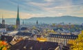 View of old town of Zurich, Switzerland from university hill....IMAGE