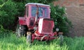 View on old tractors in a rural scene by daylight Royalty Free Stock Photo