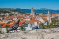 View of old Trogir town from Castel, Dalmatia, Croatia Royalty Free Stock Photo
