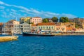 View of the old Venetian harbor at Greek town Chania, Greece