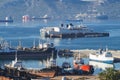 Old vessels at the bay of Eleusis, Greece. Royalty Free Stock Photo