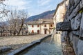 View of the old village of Arnosto in Imagna Valley Royalty Free Stock Photo