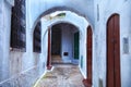 View of the old walls of Tetouan Medina quarter in Northern Morocco. A medina is typically walled, with many narrow and maze-like Royalty Free Stock Photo