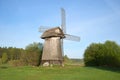 View of the old windmill in Mikhailovskoe. Pskov region, Pushkinskiye Gory, Russia Royalty Free Stock Photo